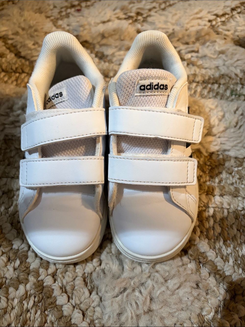 adidas Kids White Double-Strap Sneakers